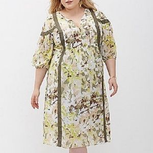 Printed Peasant Dress Leaf Camo Plus Size 22/24 3X